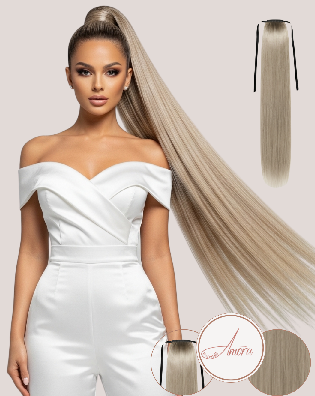 Coadă Păr Rusesc Volum Simplu Blond Cenusiu Pla