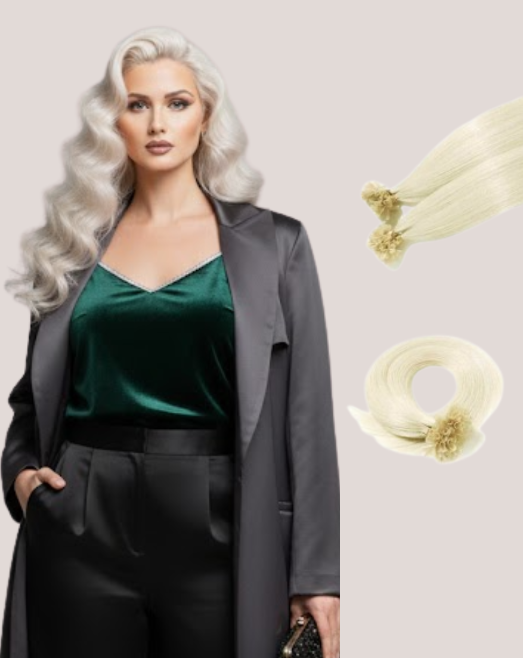 Extensii Cheratină Blond Rece Perlat 60