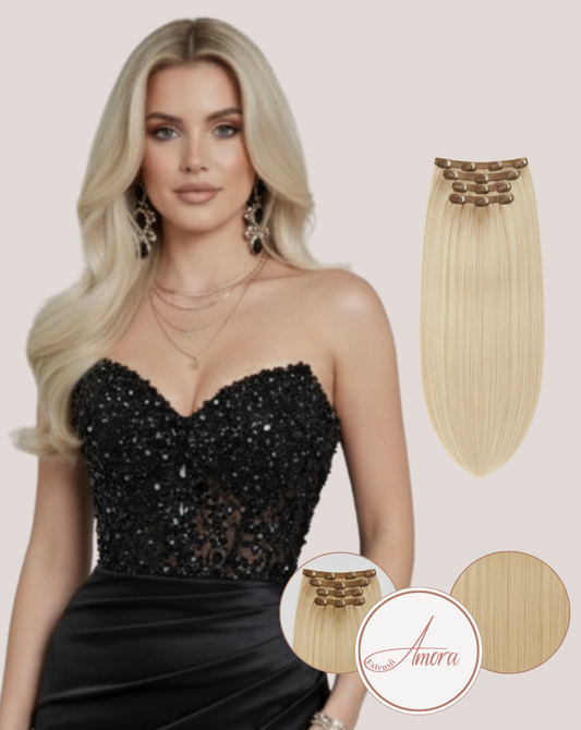 Extensii Clip On Păr Rusesc Volum Simplu Blond Rece Perlat 60