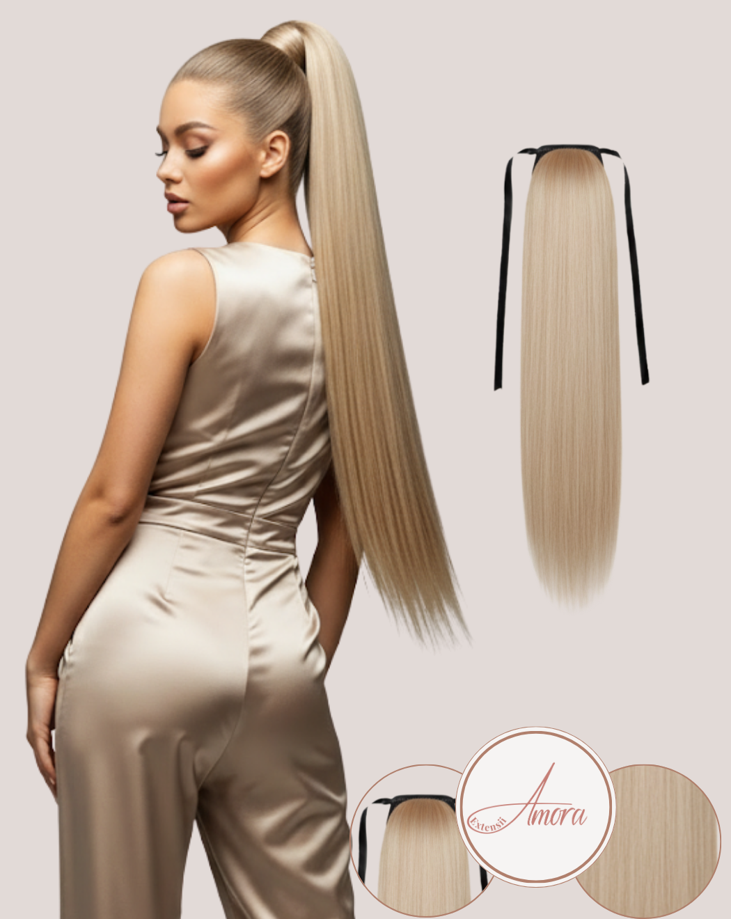 Coadă Păr Rusesc MegaVolum Blond Rece Perlat 60