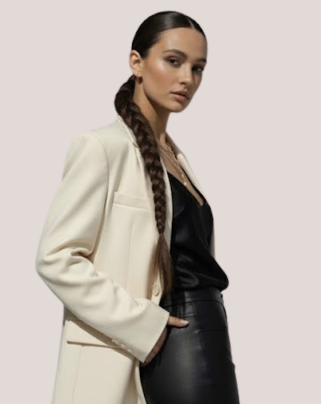 Coada New Style Long  Saten Ciocolatiu