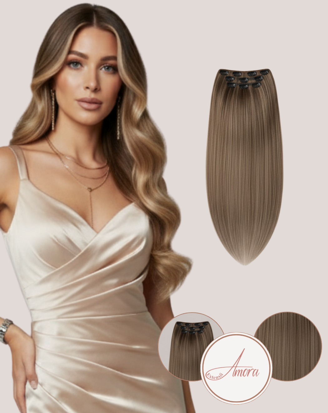 Extensii Clip On Păr Rusesc Volum Mediu Cappucino Tiramissu 4-18