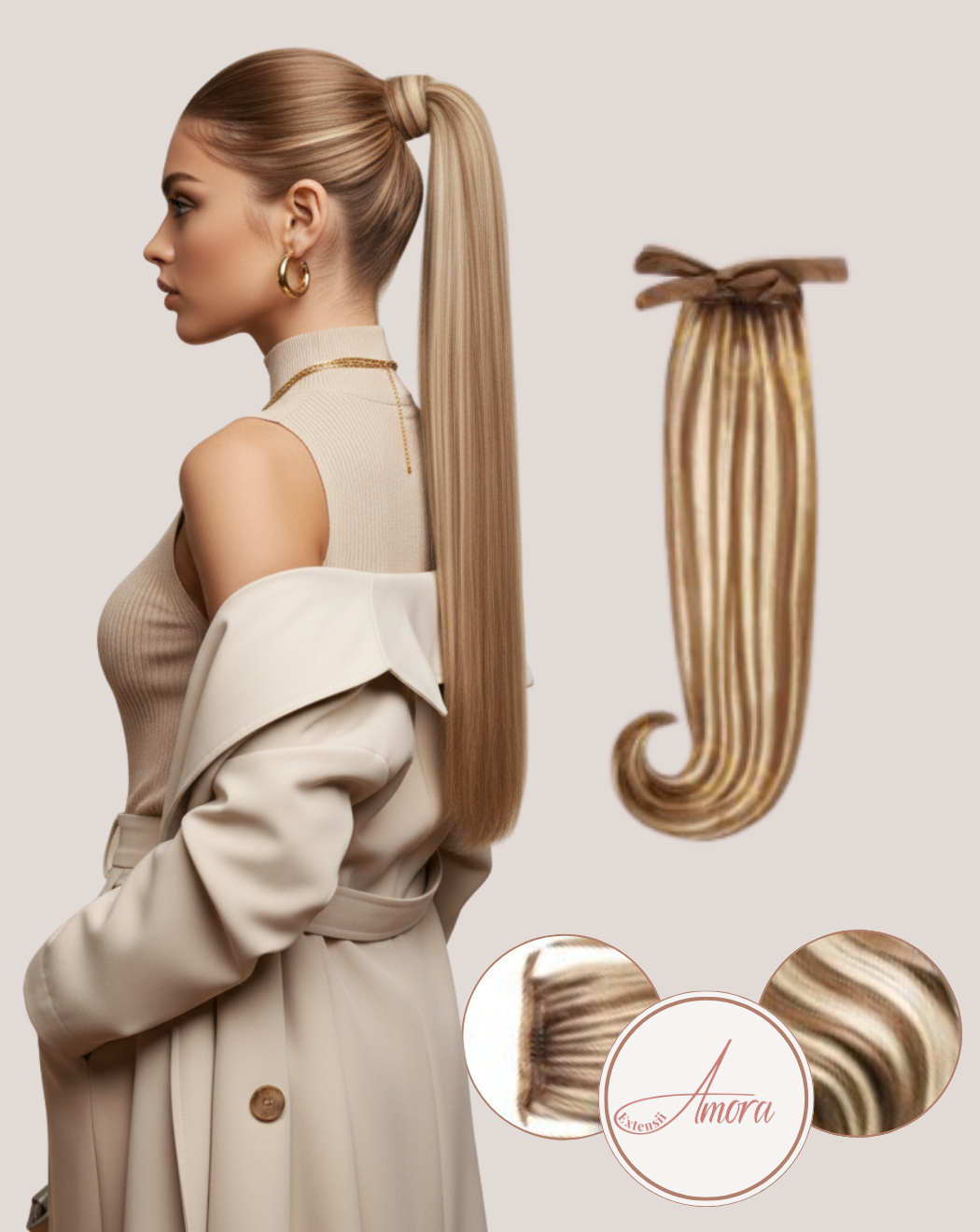 Extensii Coadă Amora Balayage Caramel Brûlée 8-60