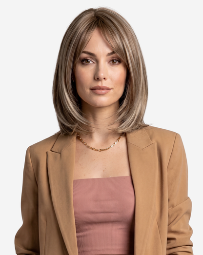 Perucă Best Seller Cassie Şaten Mediu şuviţat cu Blond Gray