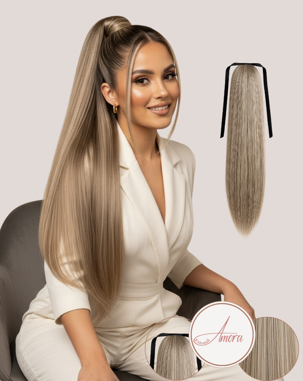 Coadă Păr Rusesc Volum Mediu Champagne Ash 70-3