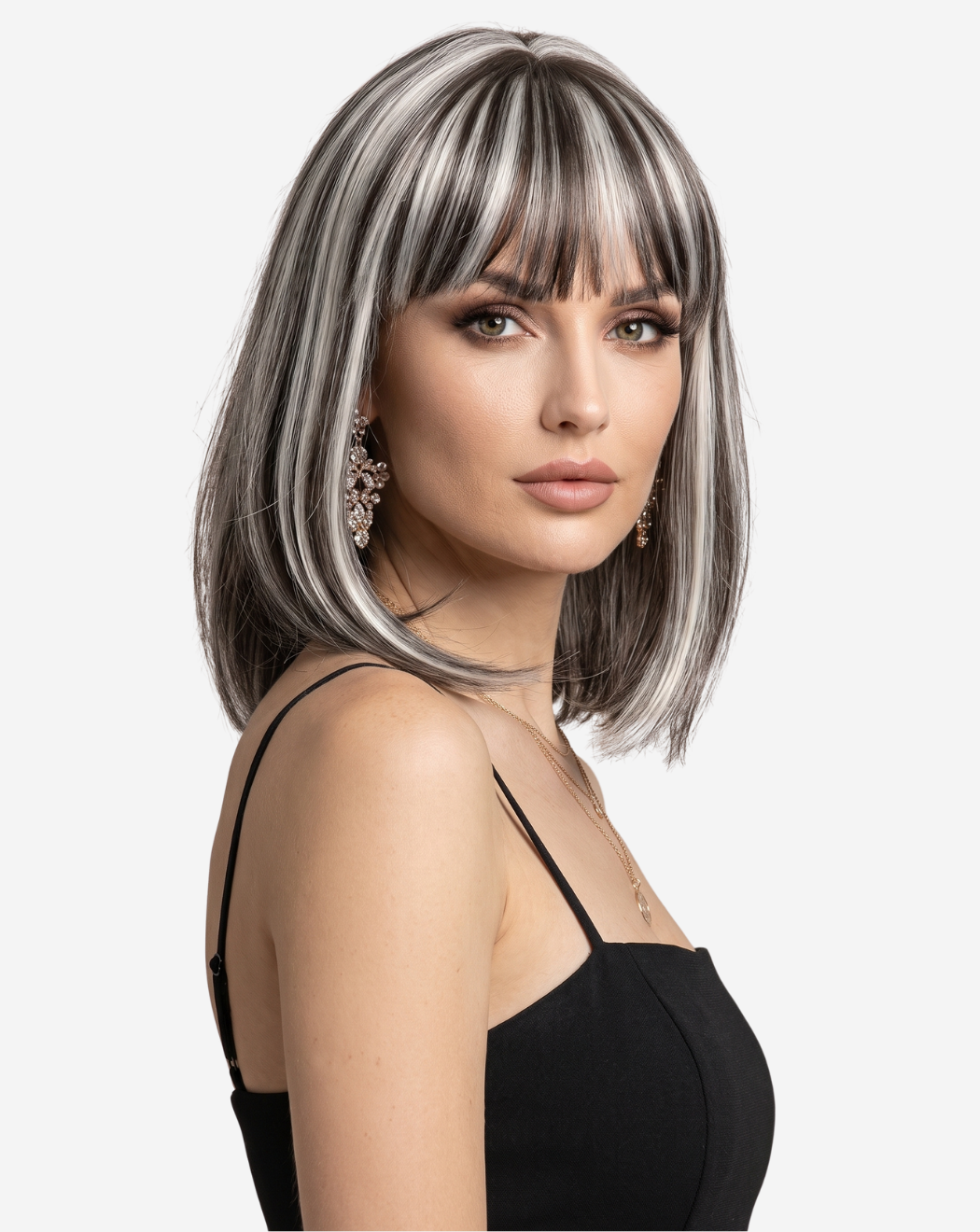 Perucă Best Seller Chapa Şaten Închis şuviţat cu Blond Gray