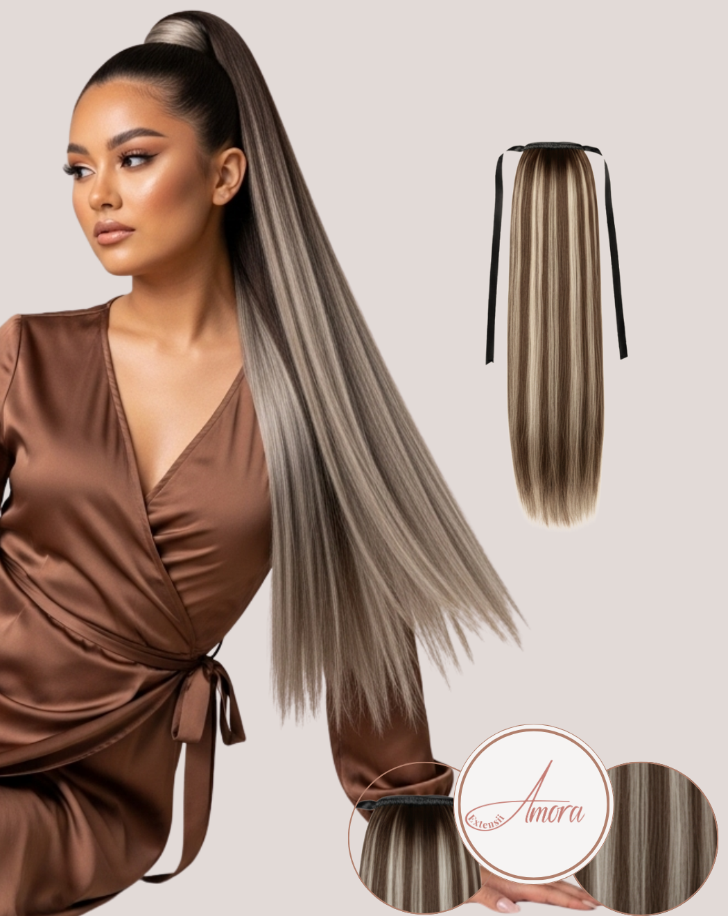 Coadă Păr Rusesc Volum Mediu Cinder Brown 2-pla