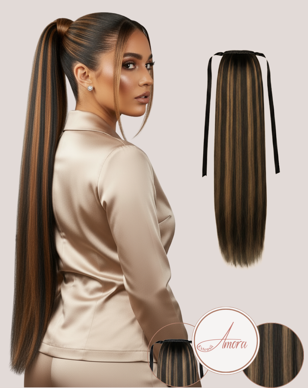 Coadă Păr Rusesc Volum Mediu Dark Mocha Lights 1-8
