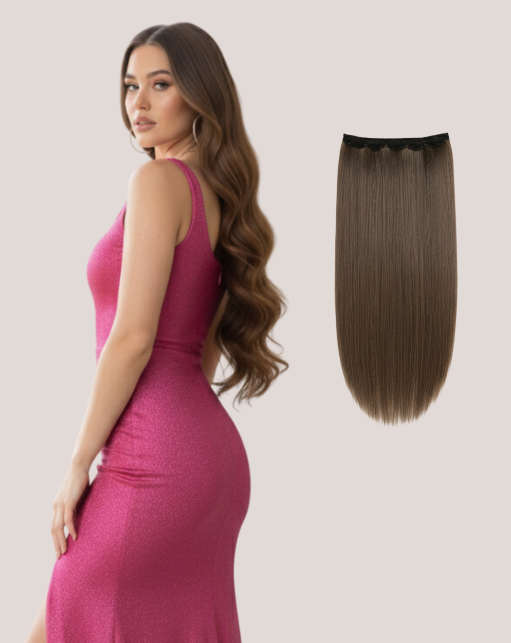 Tresă Păr Rusesc Volum Simplu Șaten Mediu 5