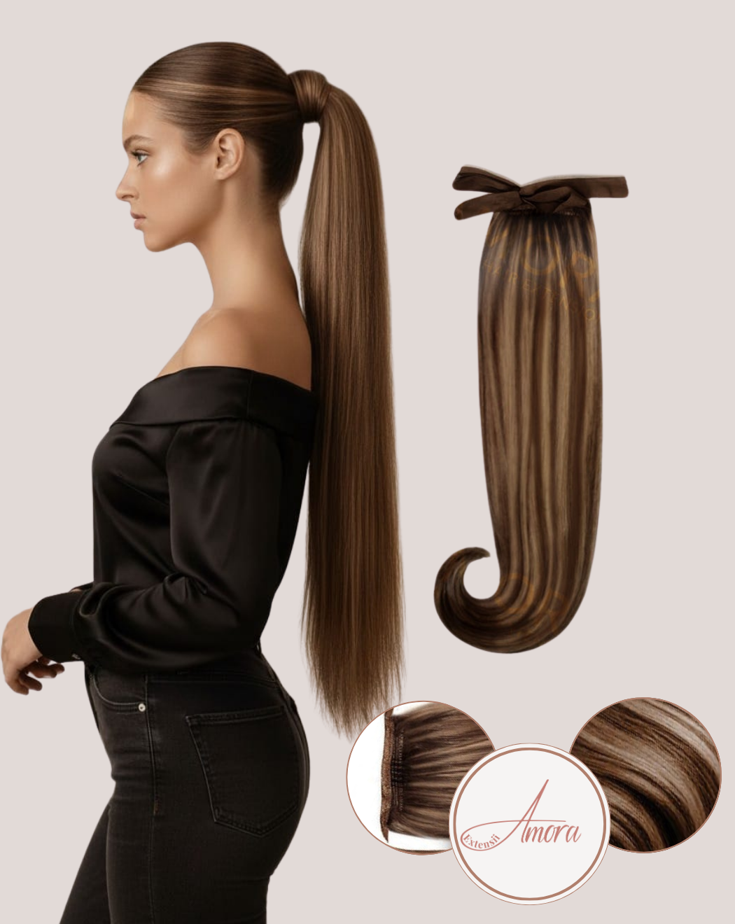 Extensii Coadă Amora Balayage Delicious Browns 2-10