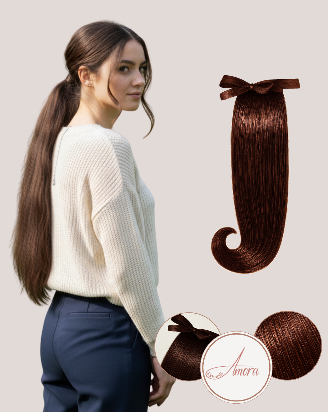 Extensii Coadă Lux Saten Ciocolatiu 4