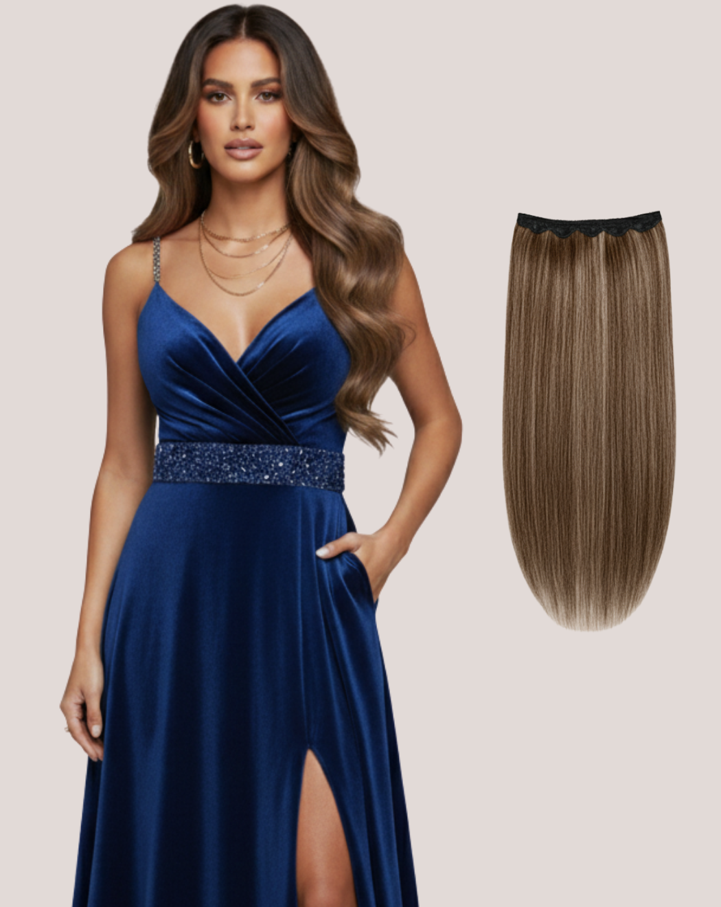 Tresă Păr Rusesc Volum Mediu Frosted Mocha Blend 3-18