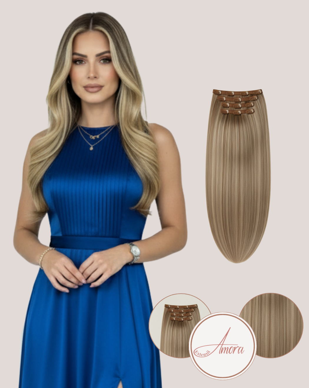 Extensii Clip On Păr Rusesc Volum Simplu Golden Beige Latte 22 - 5