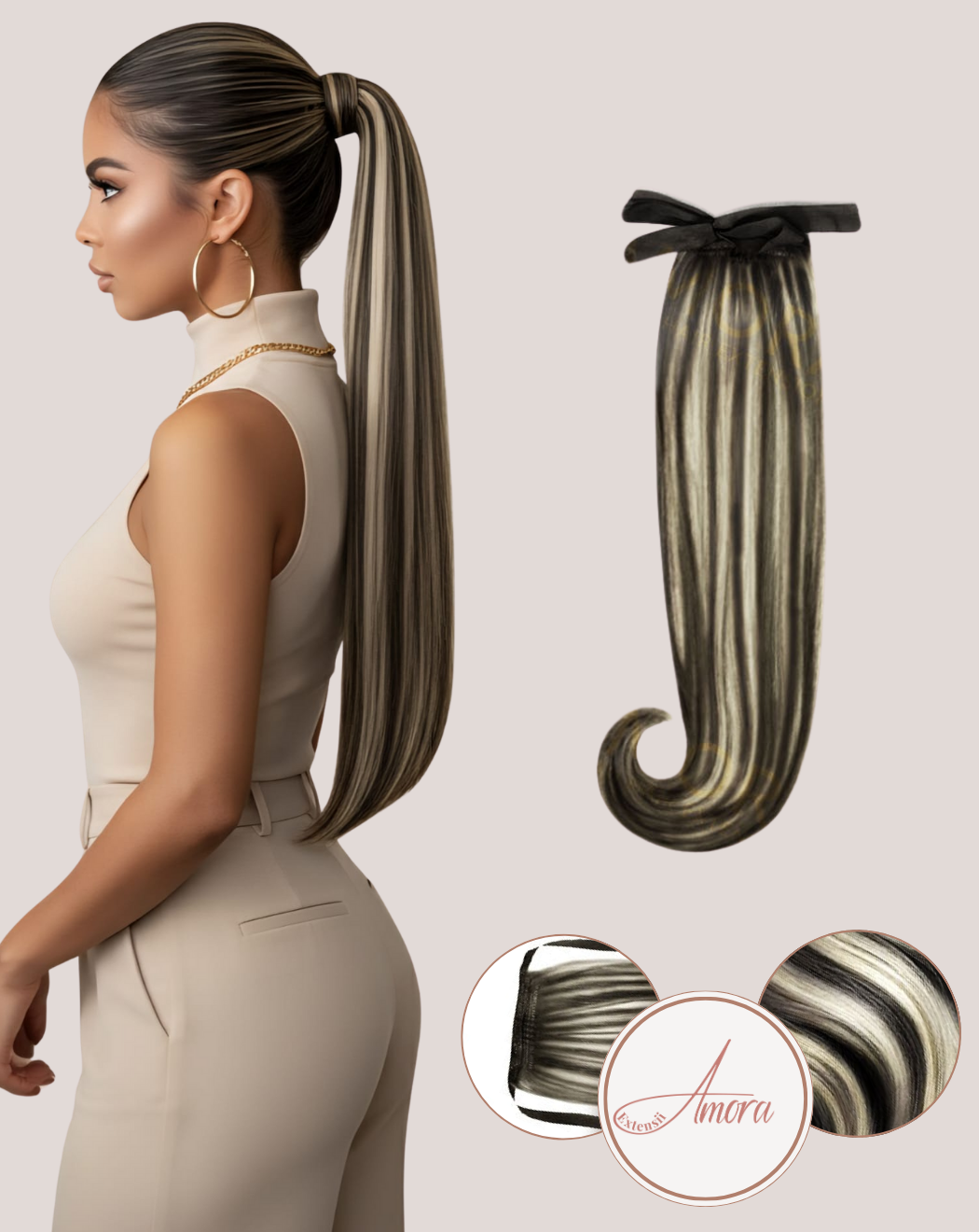 Extensii Coadă Amora Balayage Golden Black 1-60