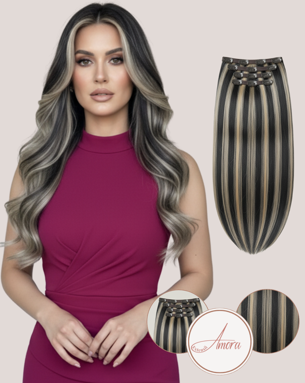 Extensii Clip On Păr Rusesc Volum Mediu Golden Black 1-60