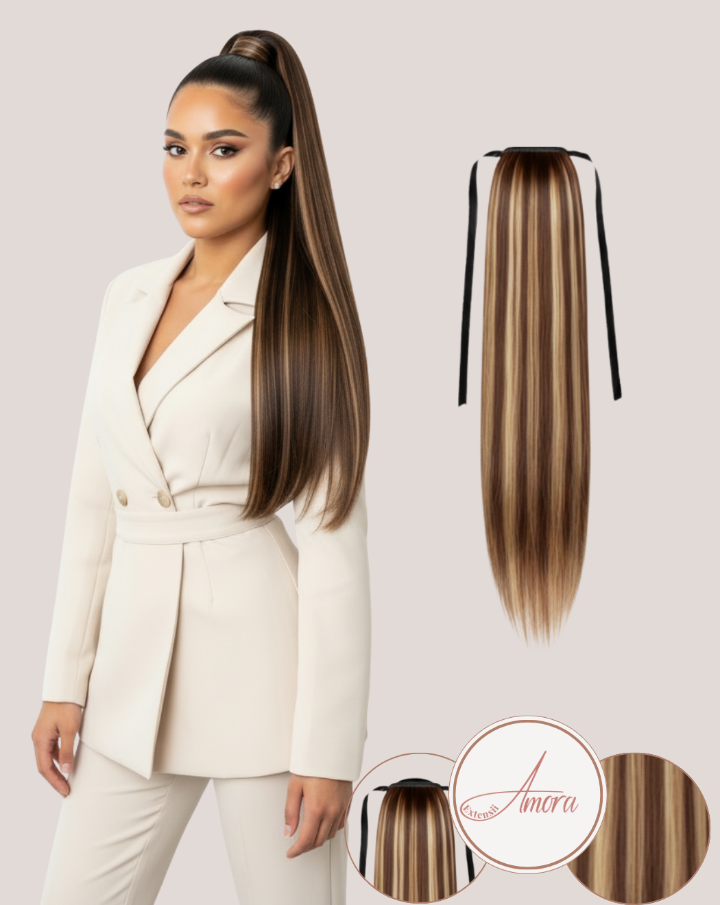 Coadă Păr Rusesc Volum Mediu Golden Cappuccino 2-14