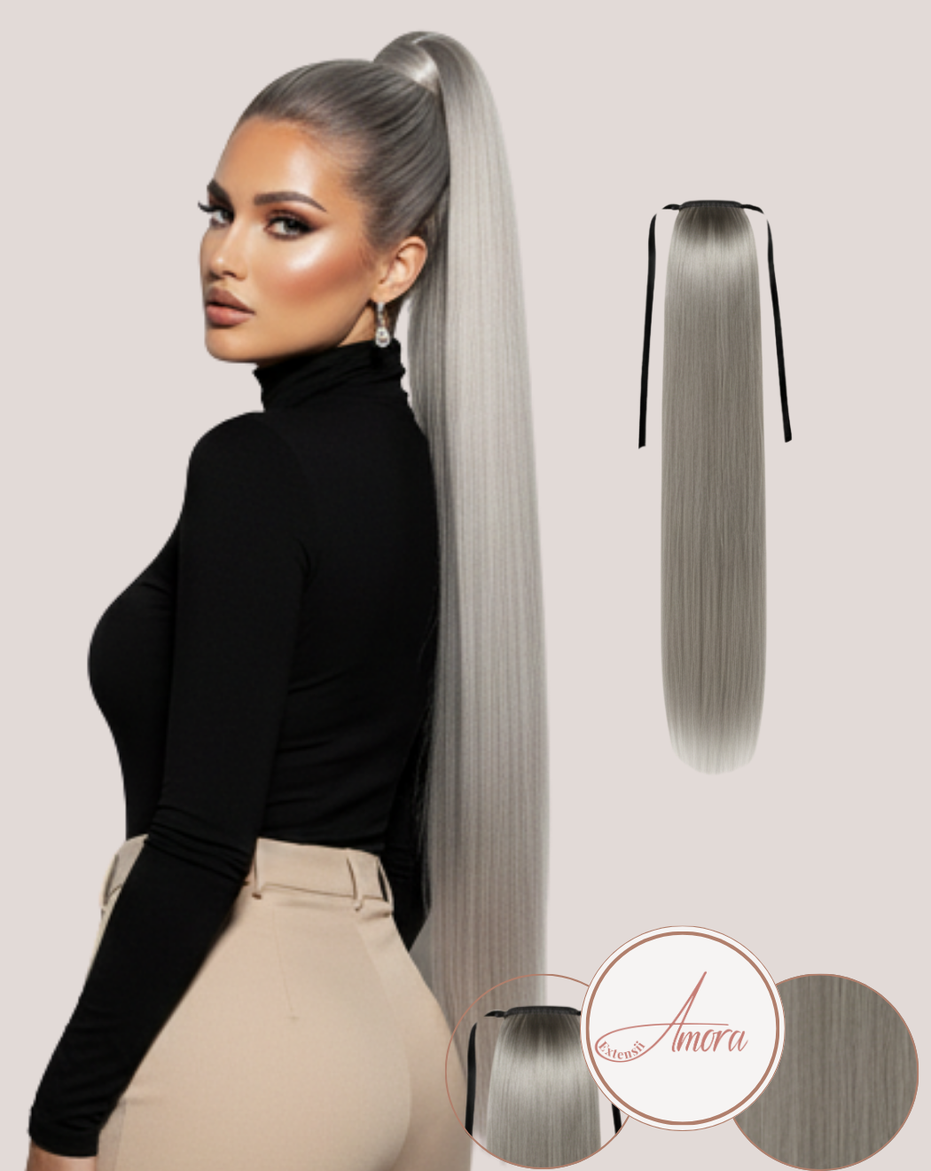 Coadă Păr Rusesc Volum Simplu Gray