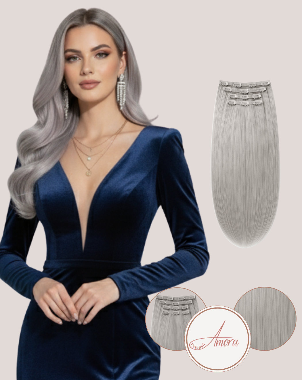 Extensii Clip On Păr Rusesc Volum Mediu Gray