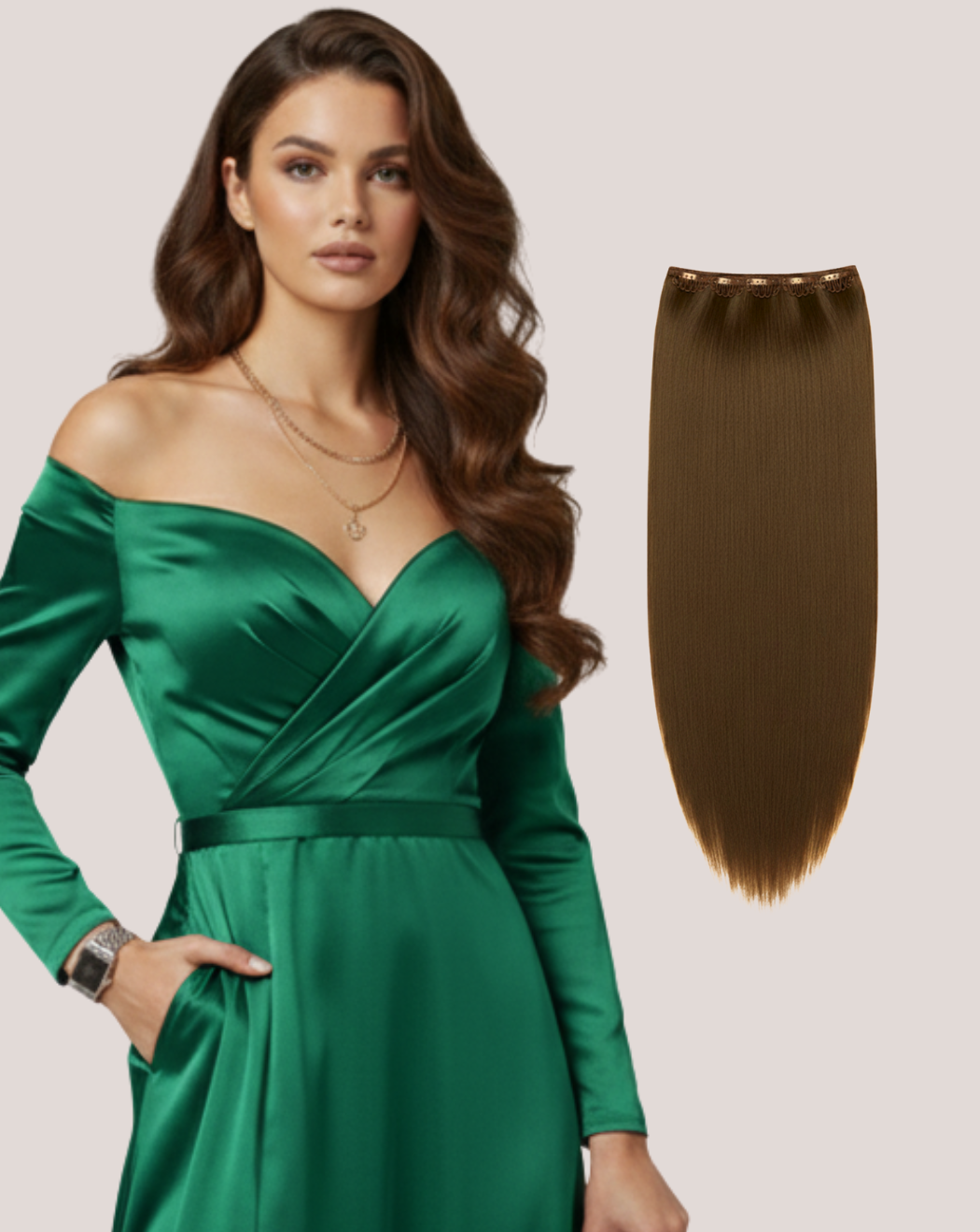 Tresă Păr Rusesc Volum Simplu Șaten Alună 8