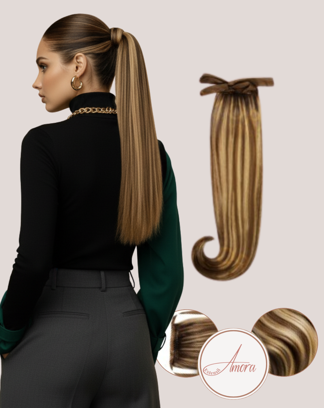 Extensii Coadă Amora Balayage Honey Chocolate 4_16