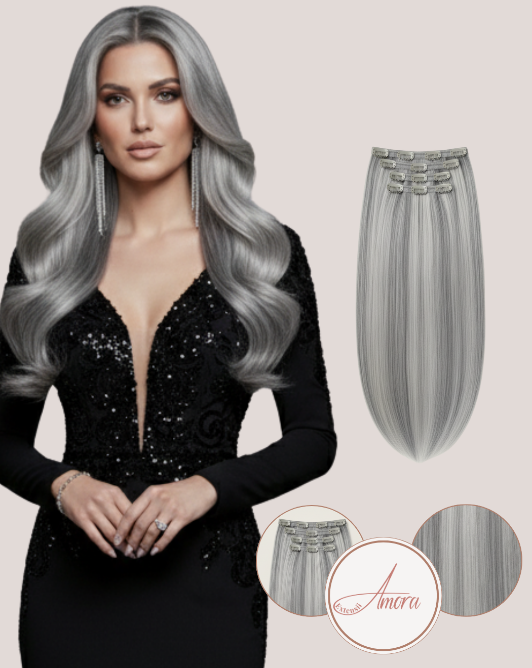 Extensii Clip On Păr Rusesc Volum Mediu Icy Blonde Gray - Pla