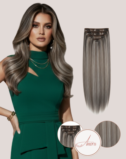 Extensii Clip On Păr Rusesc MegaVolum Icy Mellow Brown 4-gray-pla