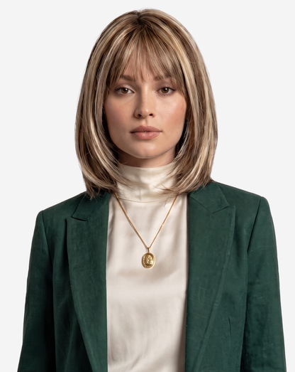 Perucă Best Seller Isra Şaten Închis şuviţat cu Blond Auriu