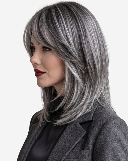 Perucă Best Seller Kim Ombre Negru -Blond Gray