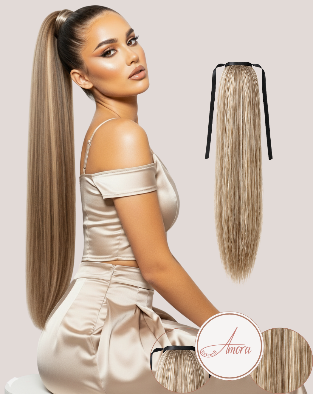 Coadă Păr Rusesc MegaVolum Latte Cream 8-pla