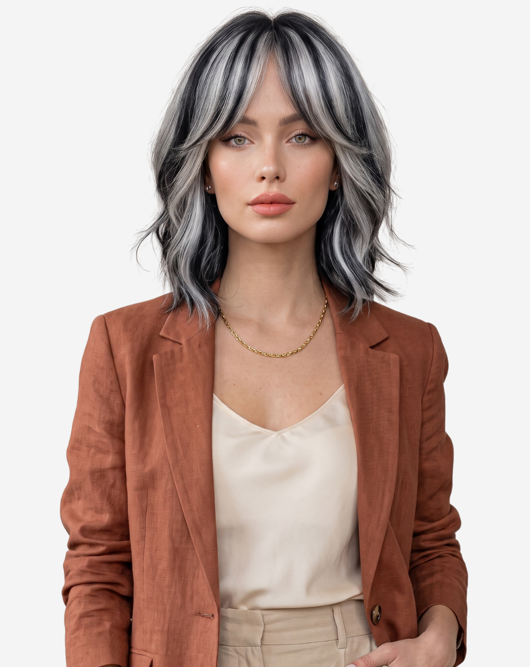Perucă Best Seller Leila Ombre Negru cu Gray