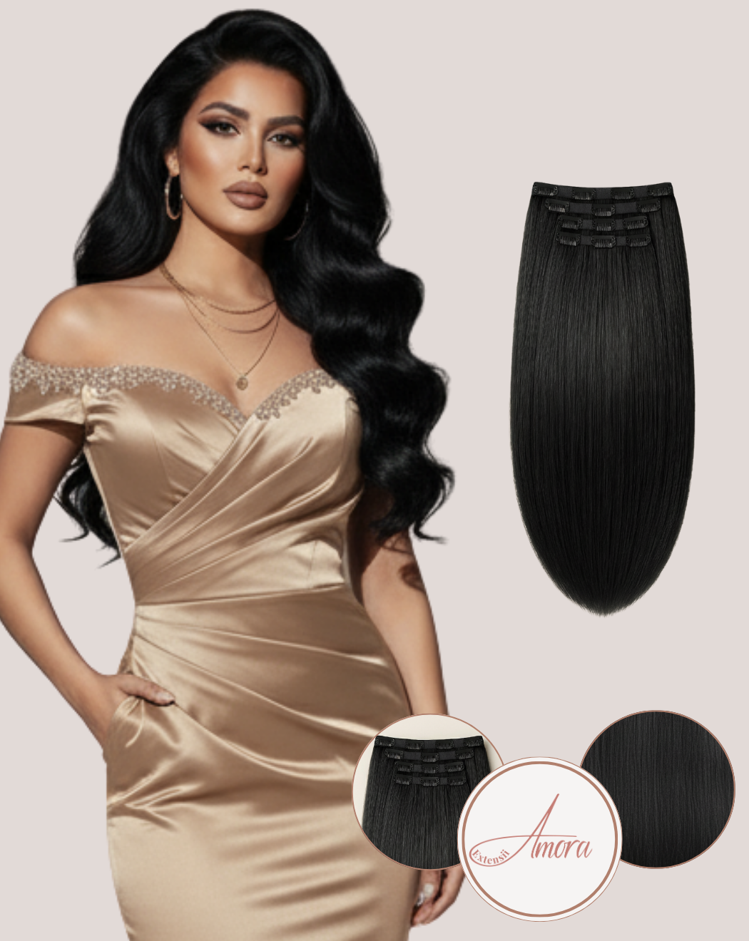 Extensii Clip On Păr Rusesc Volum Simplu Negru Intens 1