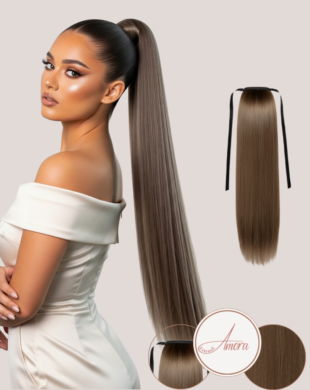 Coadă Păr Rusesc Volum Mediu Mocha Ash 18-5