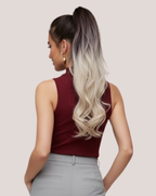 Coada New Style Ombre Saten Ciocolatiu Blond Platinat