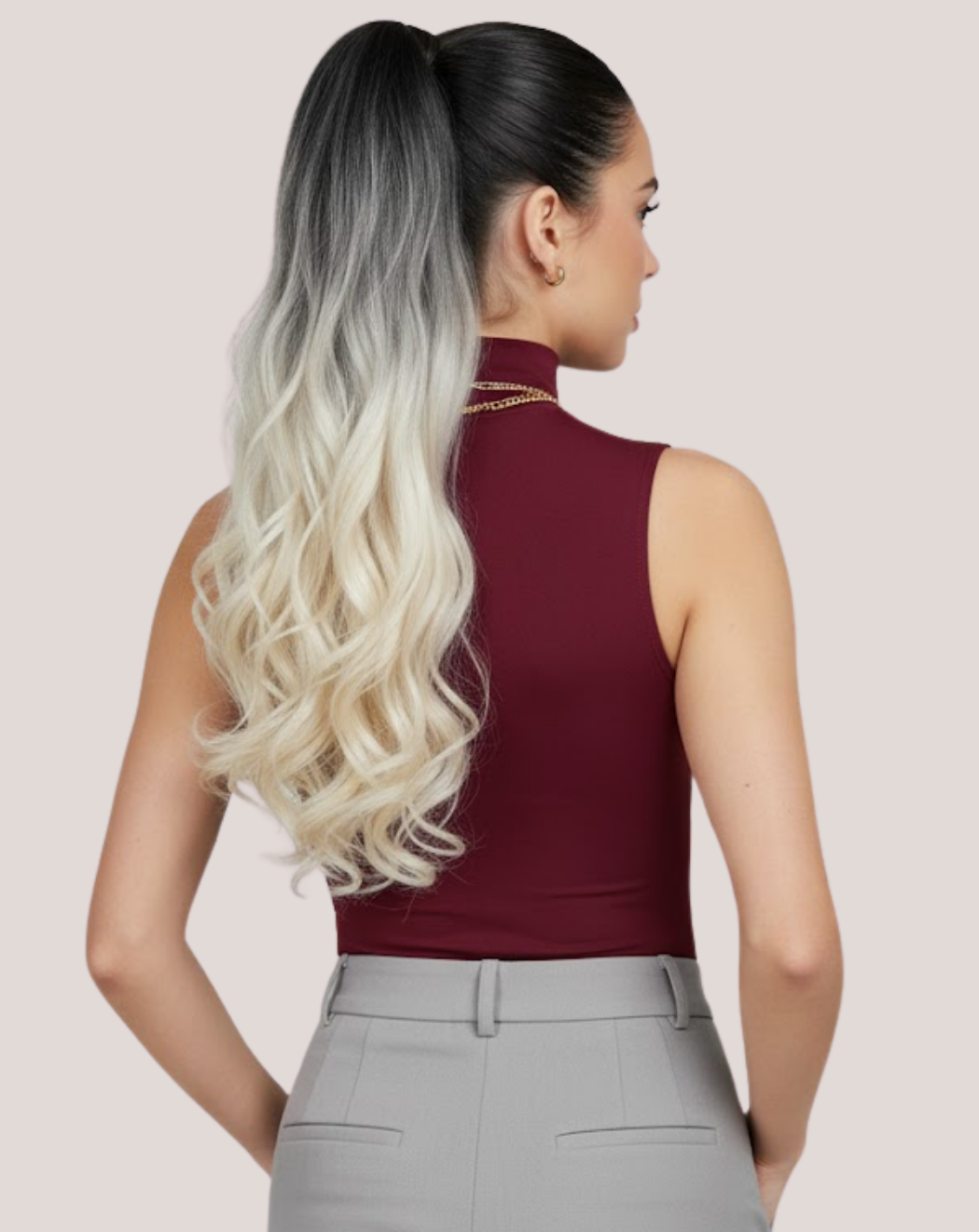 Coada New Style Ombre Ombre Negru/Blond Rece