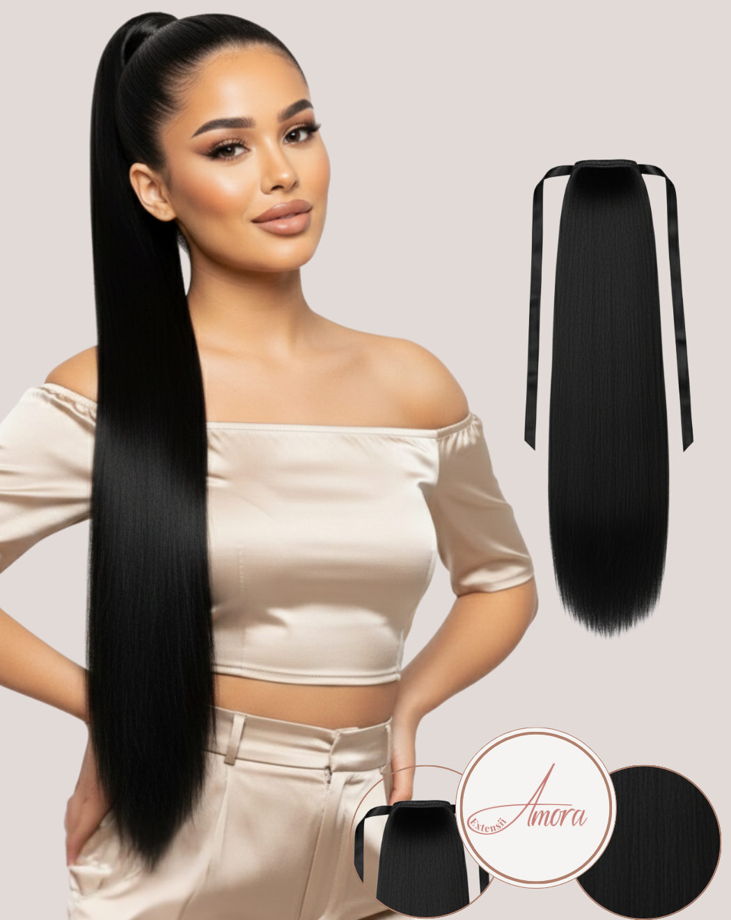 Coadă Păr Rusesc Volum Mediu Negru Intens 1