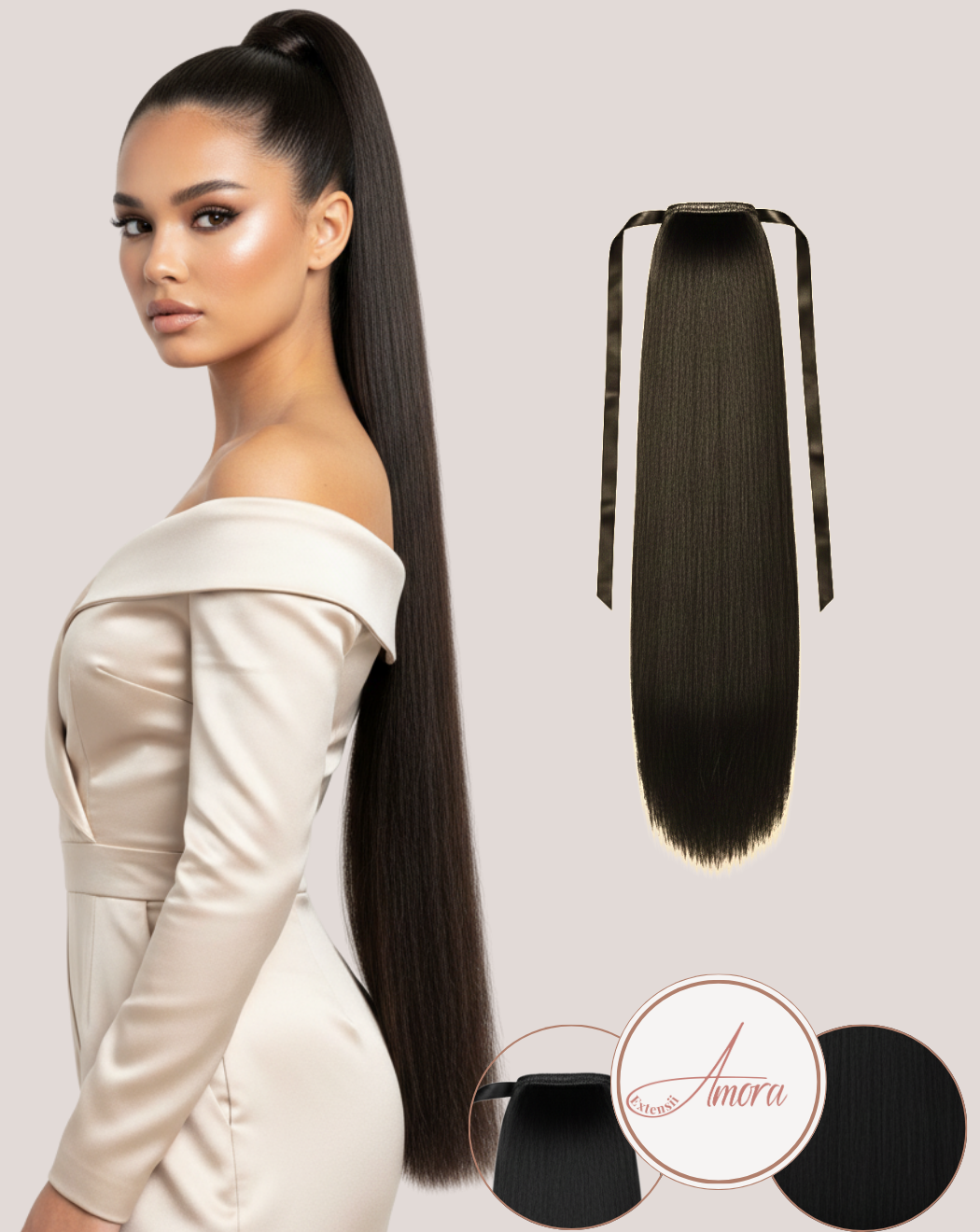 Coadă Păr Rusesc Volum Simplu  Negru Natural 1 b