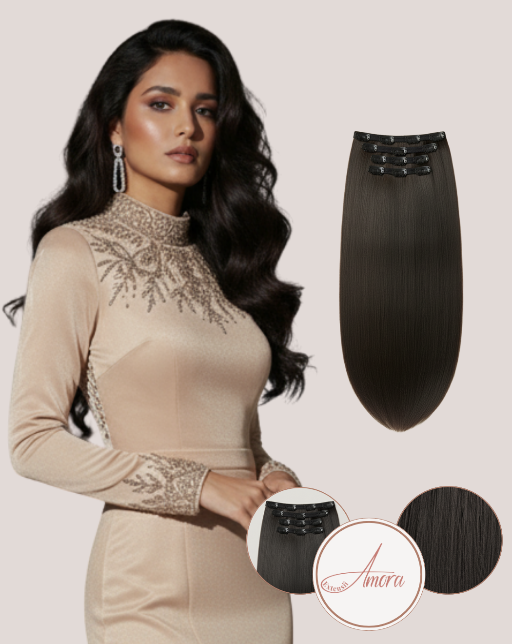 Extensii Clip On Păr Rusesc Volum Mediu Negru Natural 1 b