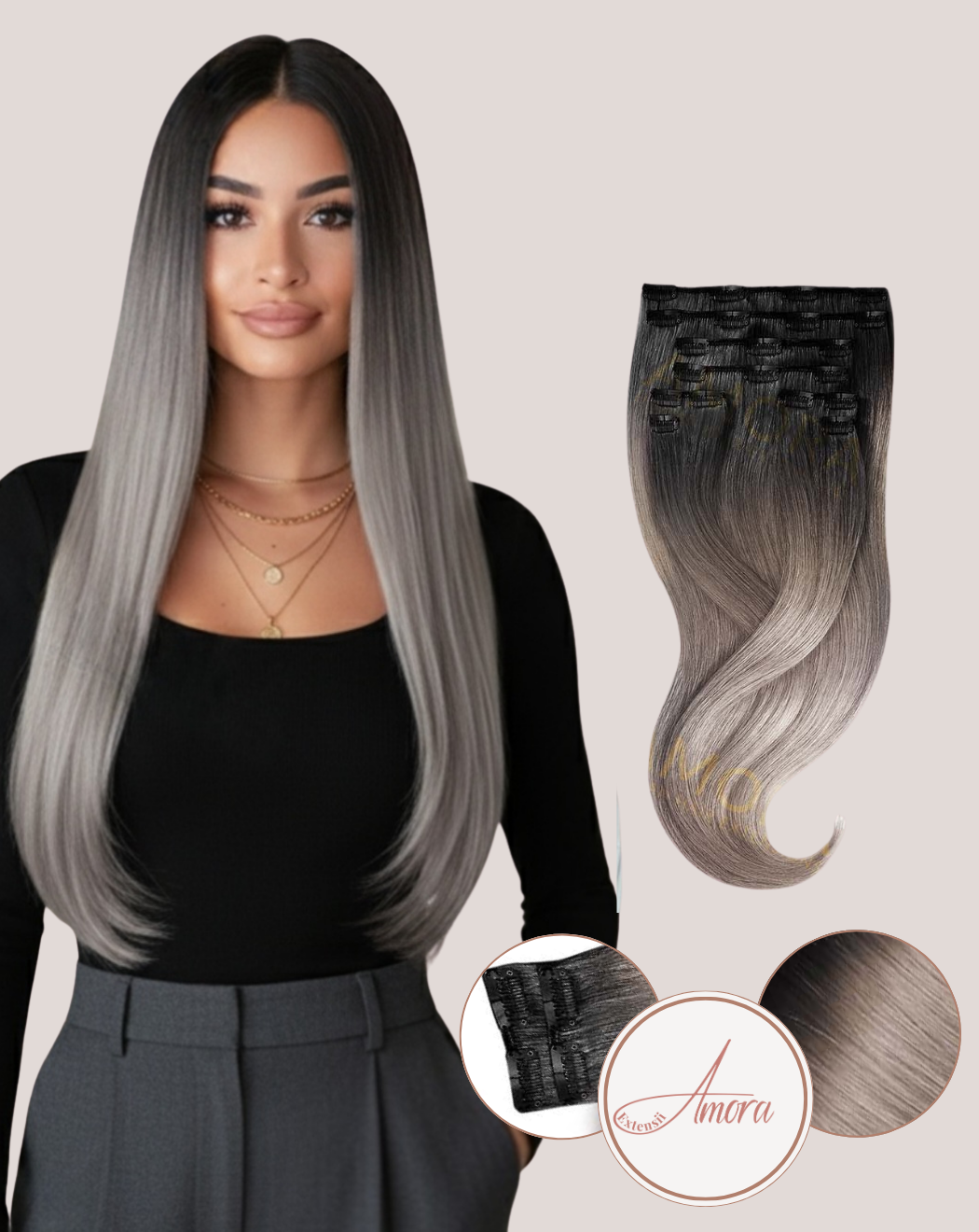 Extensii Clip On Mega Volum Ombre 1/gray