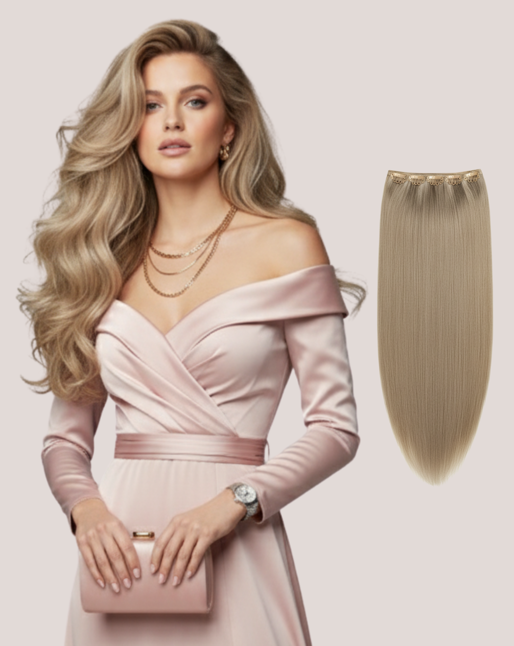 Tresă Păr Rusesc Volum Mediu Blond Nisipiu 18