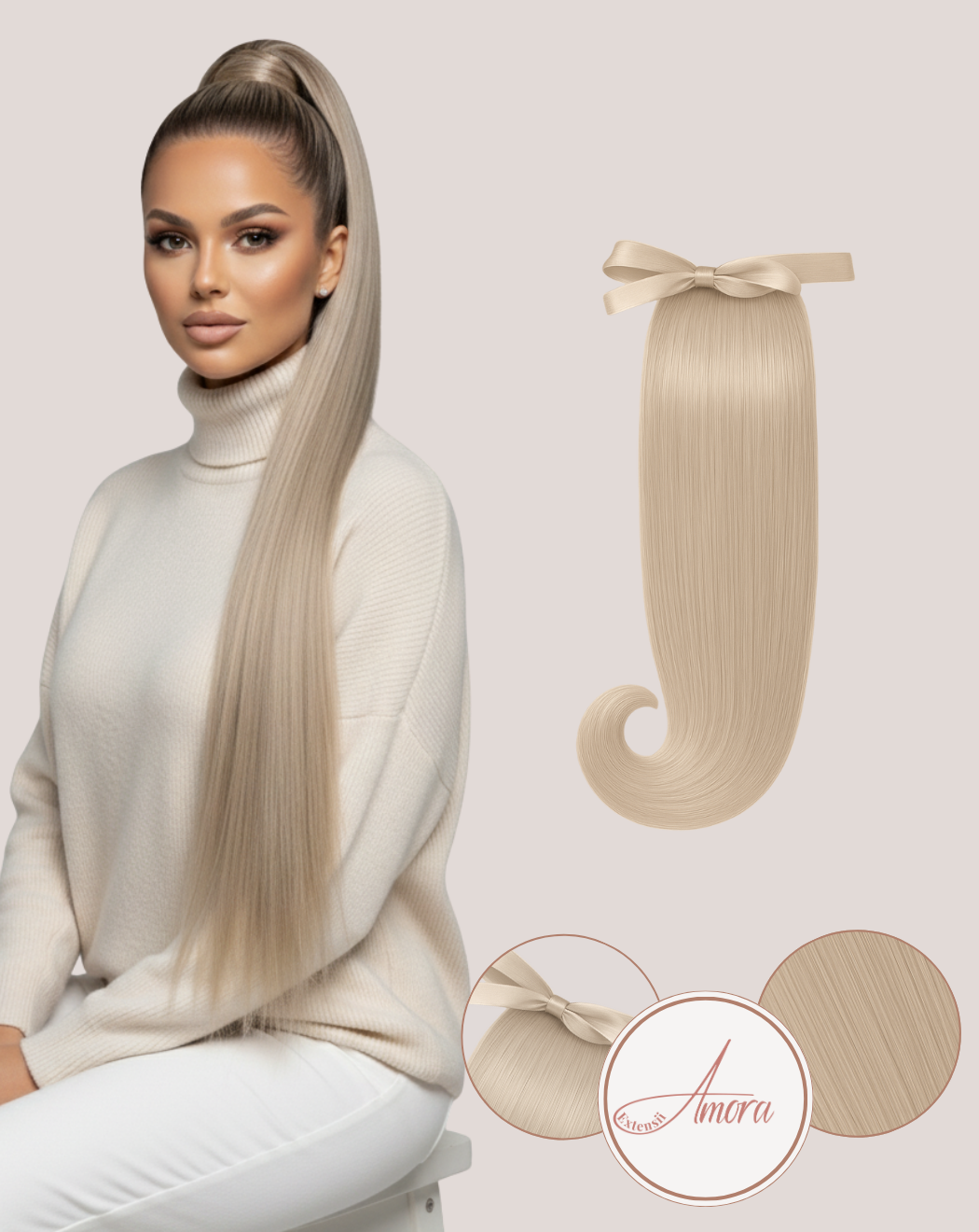 Extensii Coadă Lux Blond Cenusiu Pla