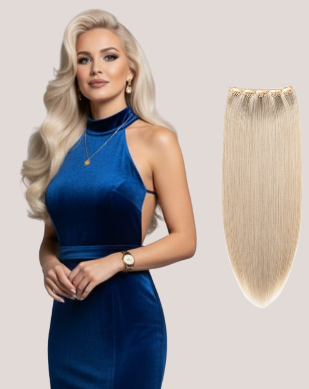 Tresă Păr Rusesc Volum Mediu Blond Cenușiu pla