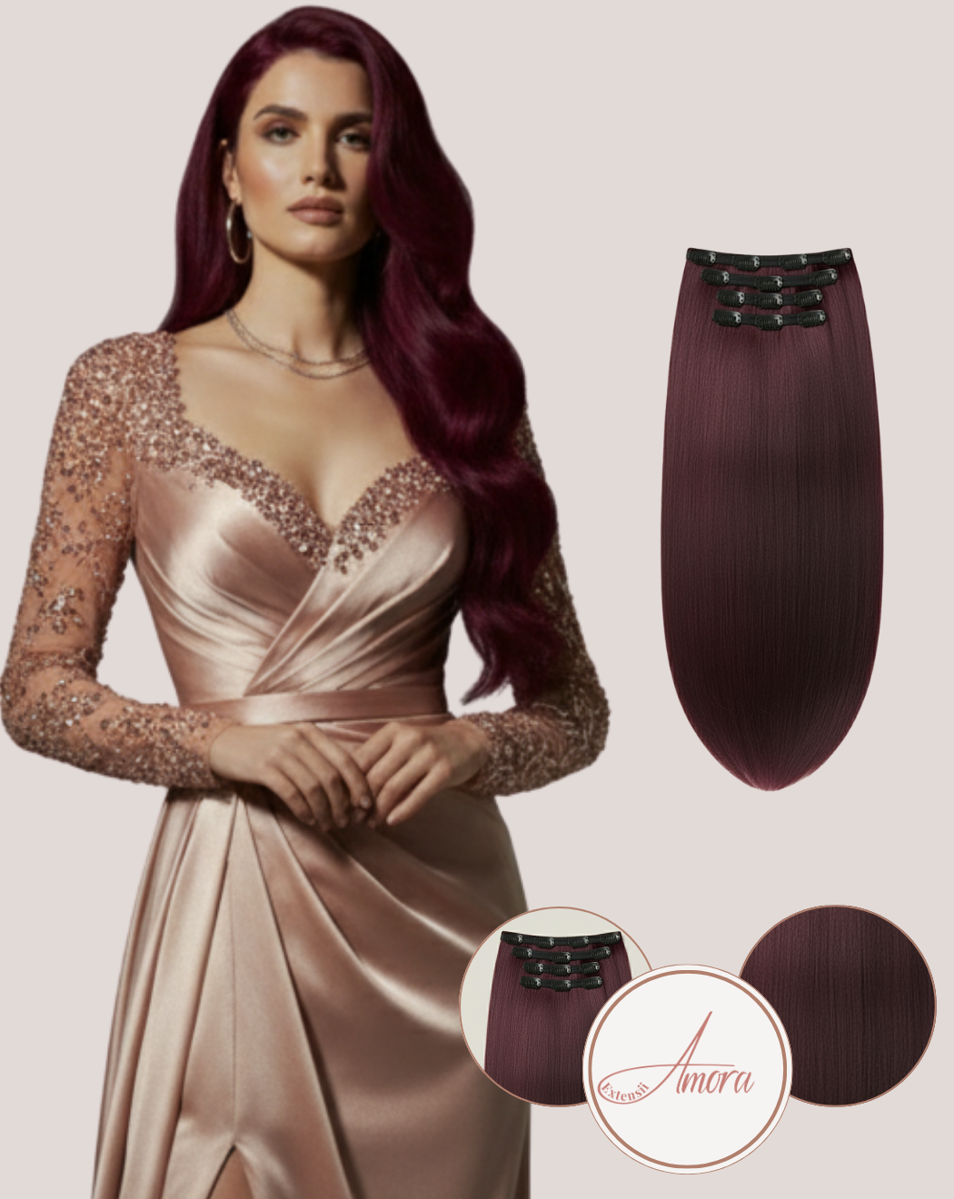 Extensii Clip On Păr Rusesc Volum Mediu Roscat Intens Bug