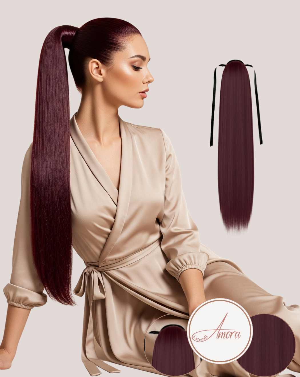 Coadă Păr Rusesc Volum Mediu Roscat Visiniu J99