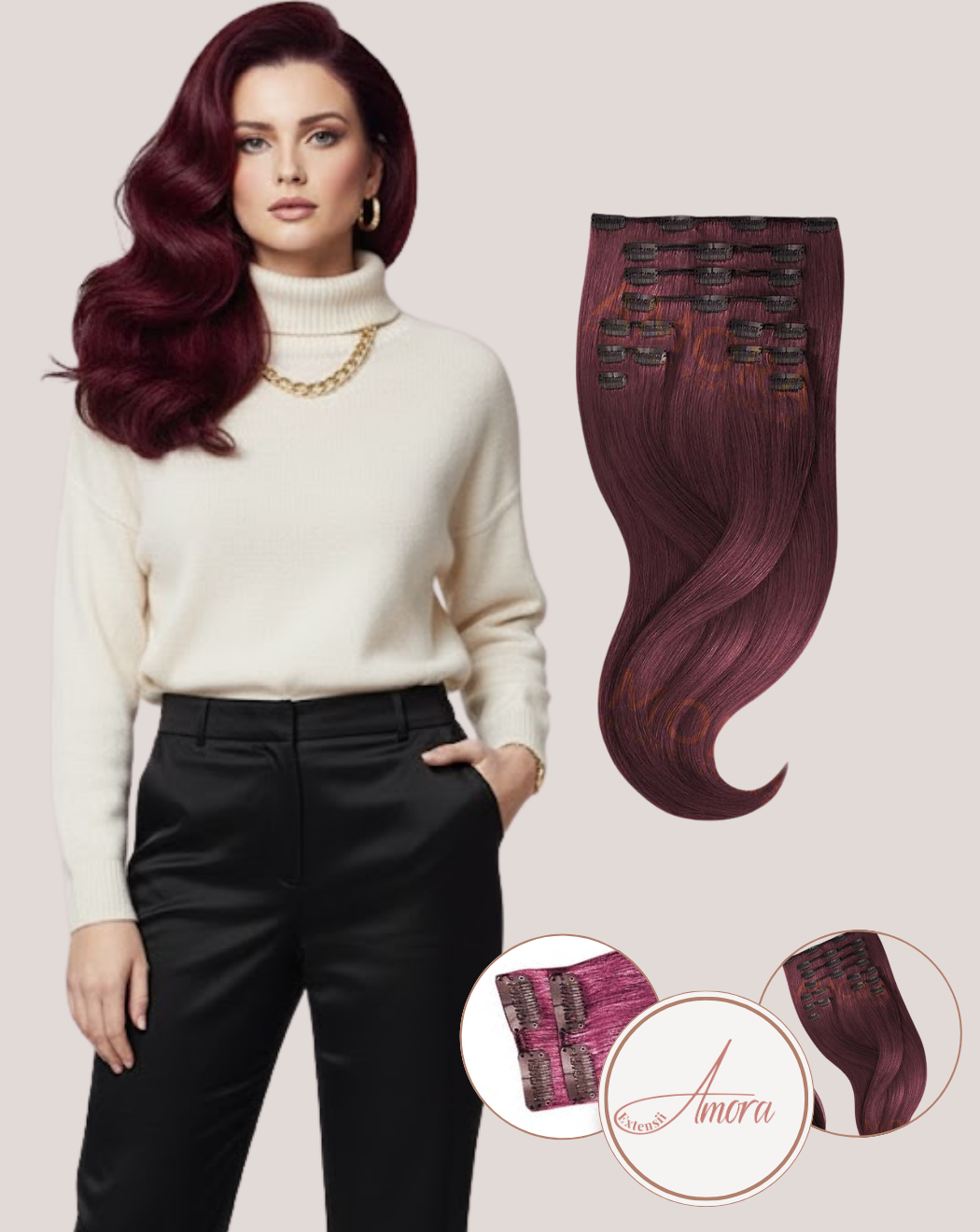 Extensii Clip On Amora Roșcat Intens bug