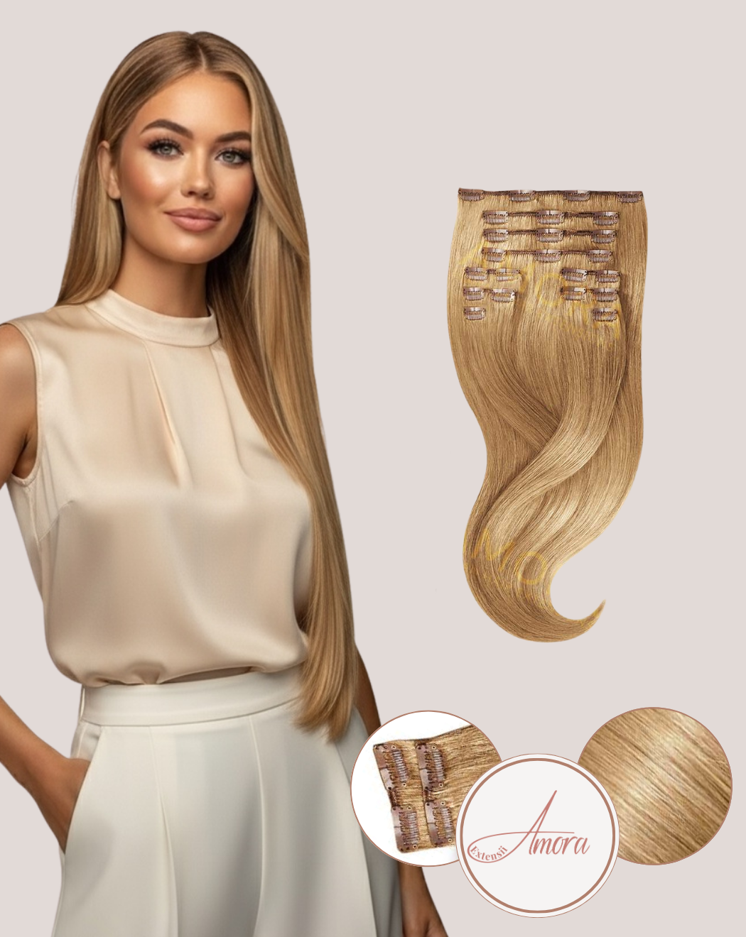 Extensii Clip On Lux Blond Nisipiu 18