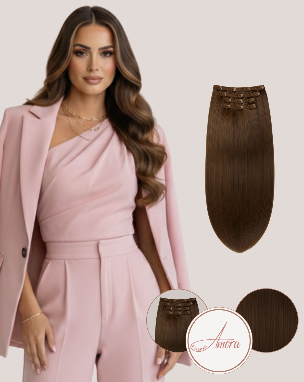 Extensii Clip On Păr Rusesc MegaVolum Saten Ciocolatiu 4