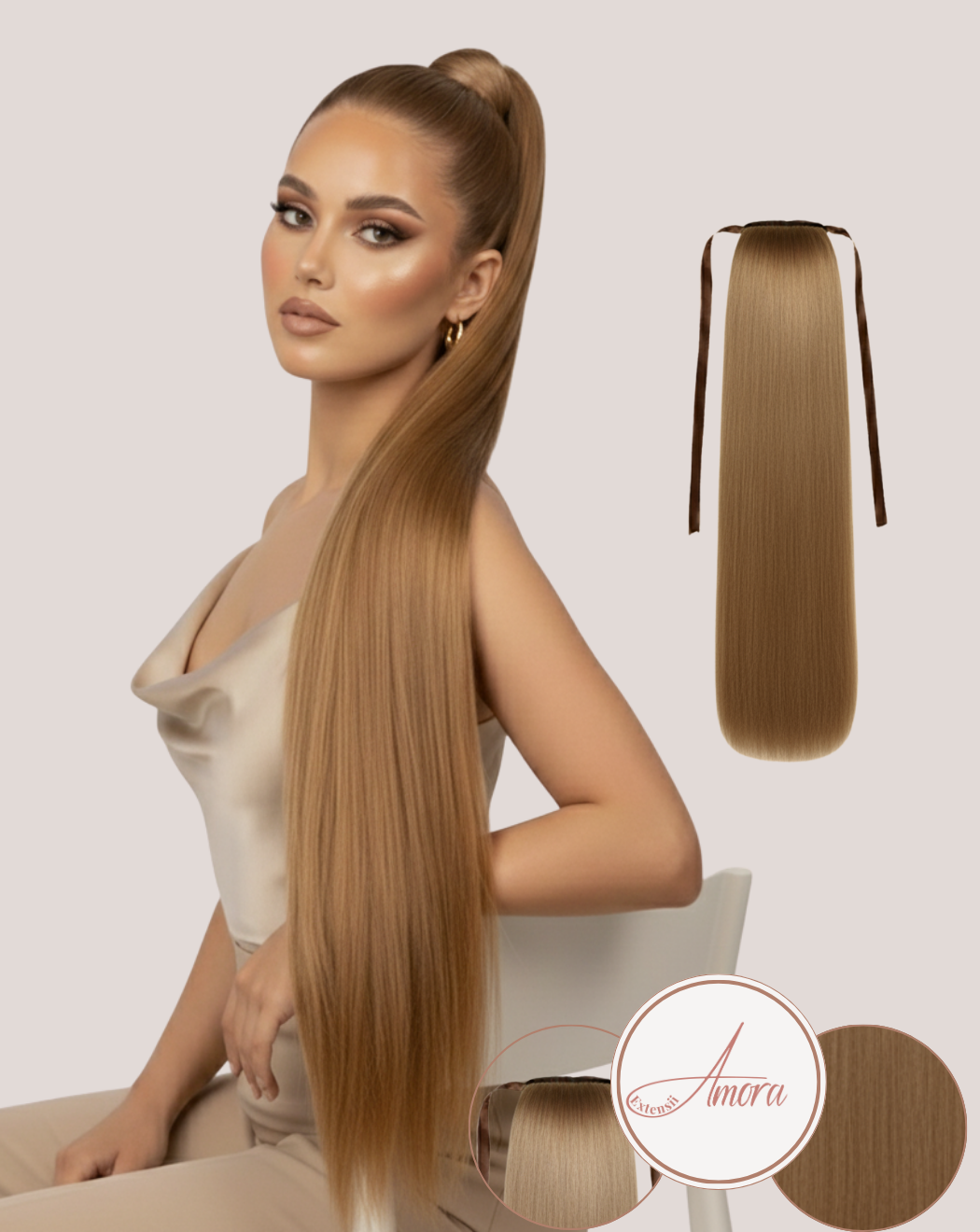 Coadă Păr Rusesc Volum Mediu Saten Deschis 10