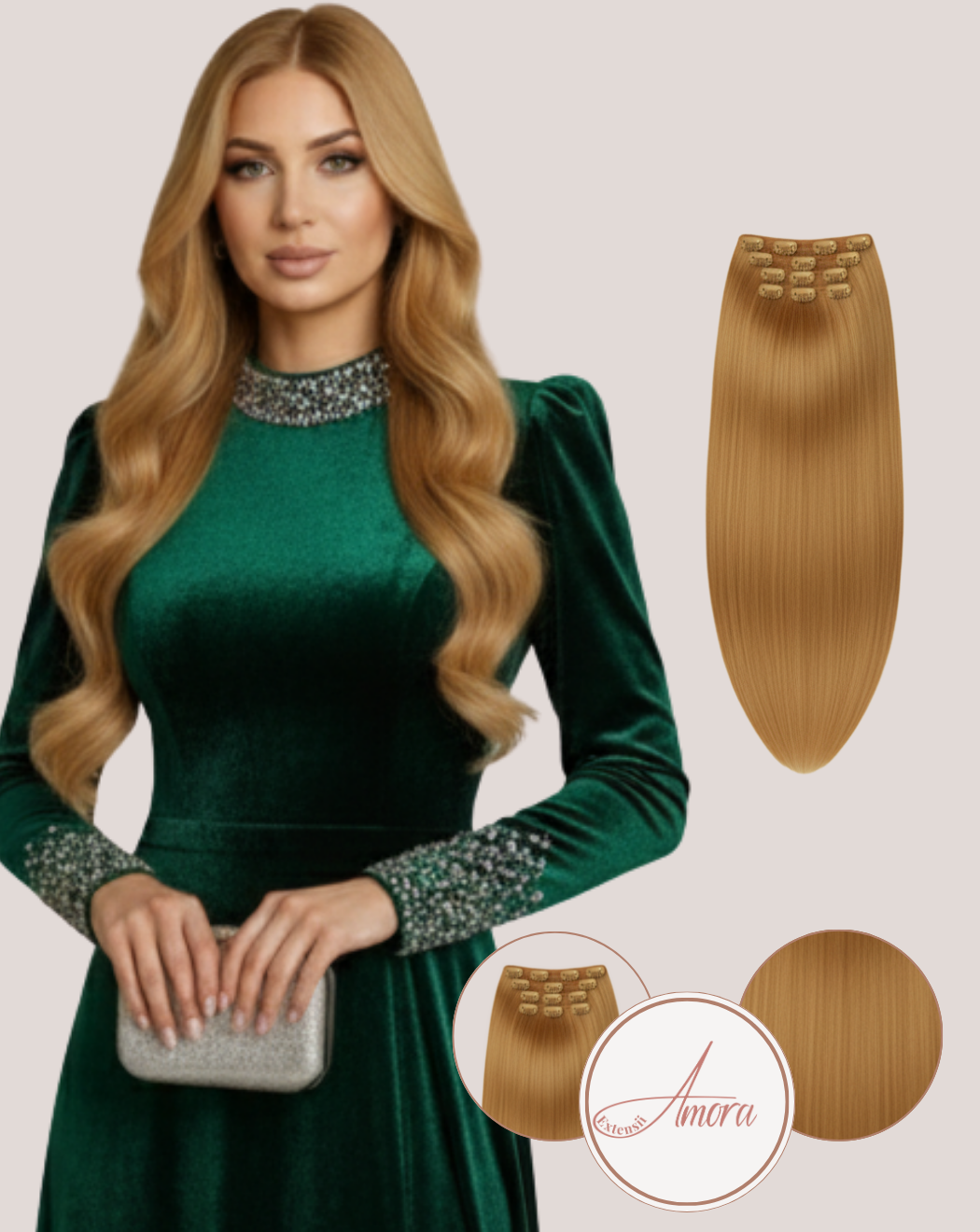 Extensii Clip On Păr Rusesc Volum Mediu Saten Deschis  10