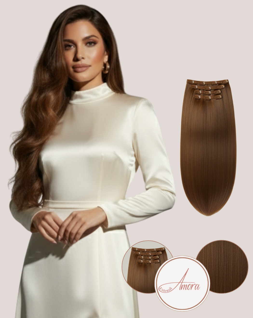 Extensii Clip On Păr Rusesc MegaVolum Saten Mediu 8