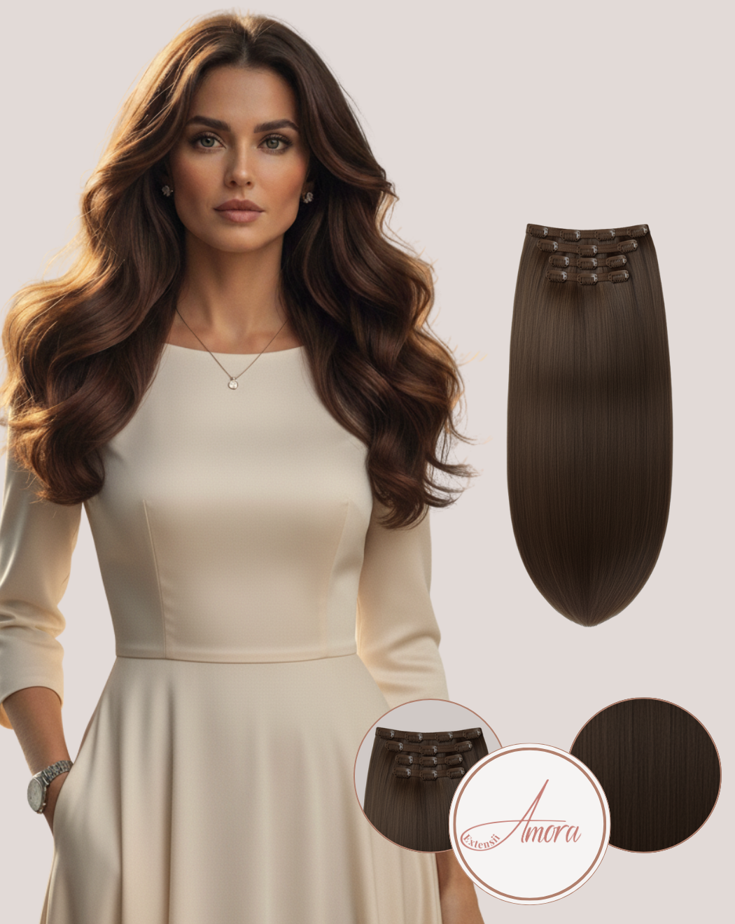 Extensii Clip On Păr Rusesc Volum Mediu  Saten Natural 2